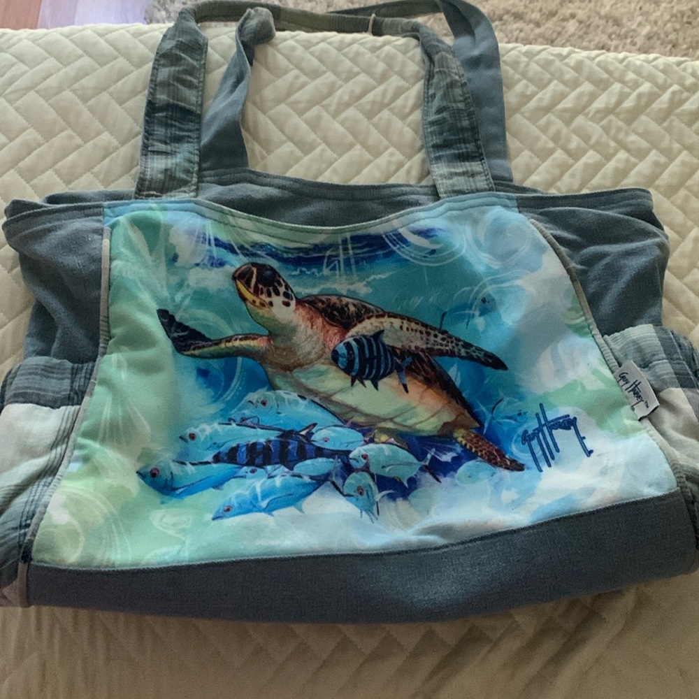 Turtle grey green guy Harvey purse